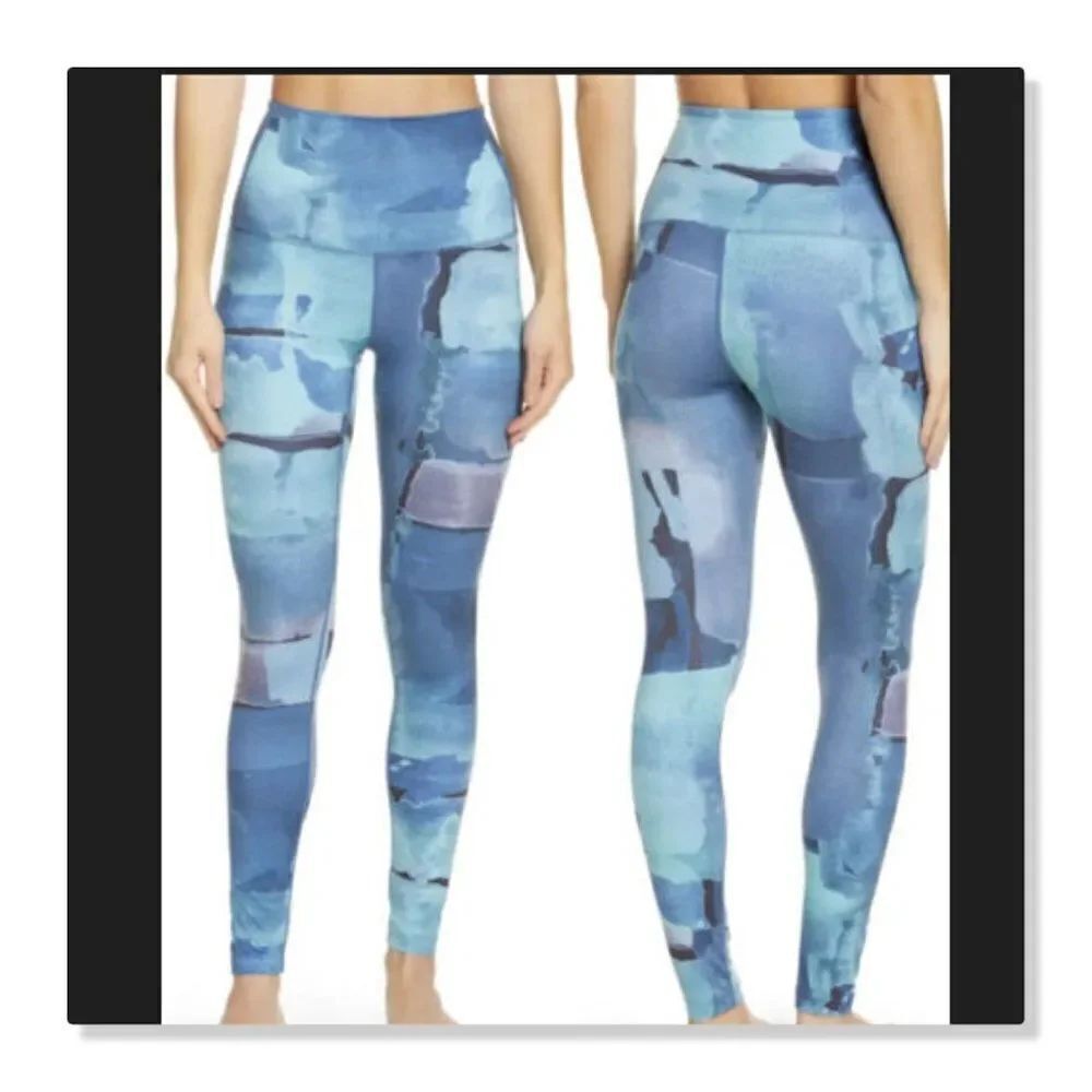 NEW! Zella "Renew" Ultra High Waist Print Leggings - size XS in Blue